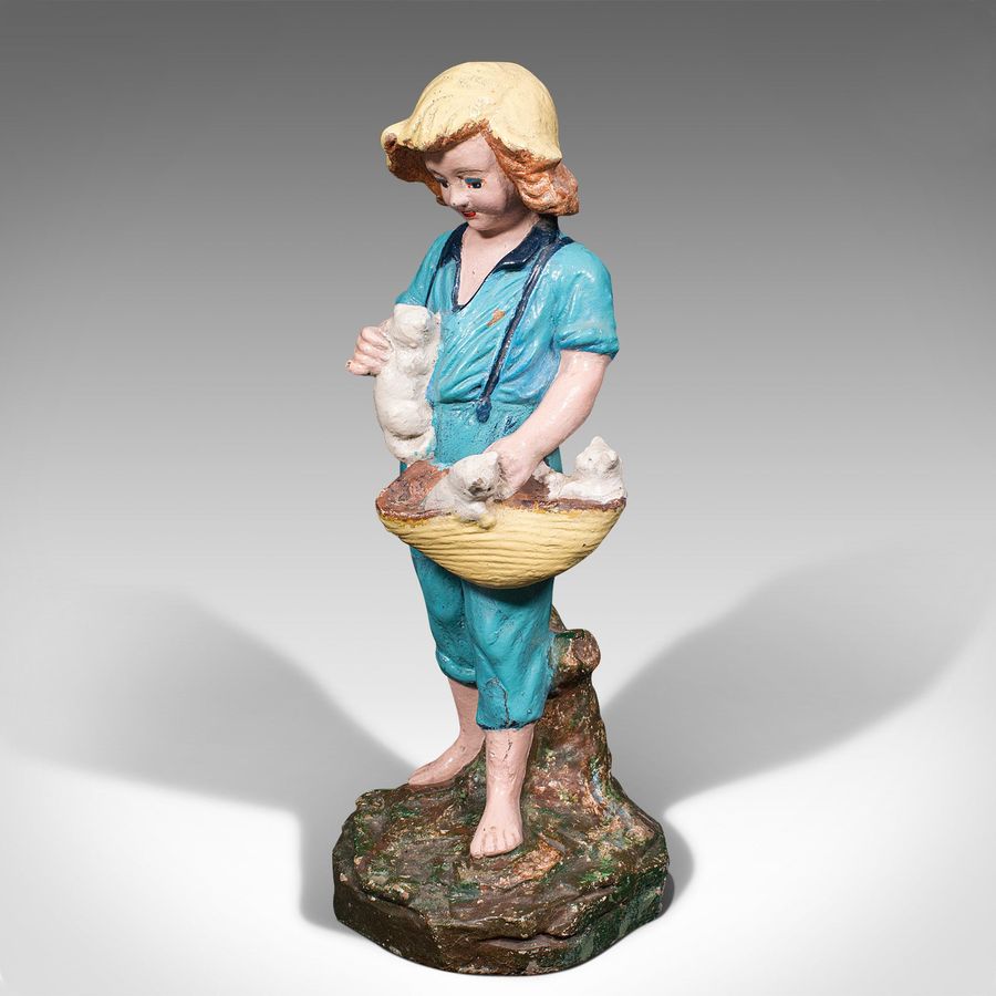 Antique Antique Farm Girl Figure, French, Decorative Statue, Provincial, Late Victorian