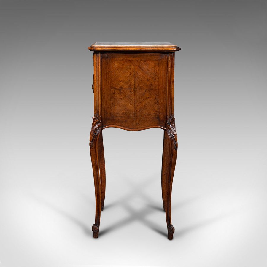 Antique Antique Bedside Cabinet, French, Walnut, Marble, Night Stand, Victorian, C.1900