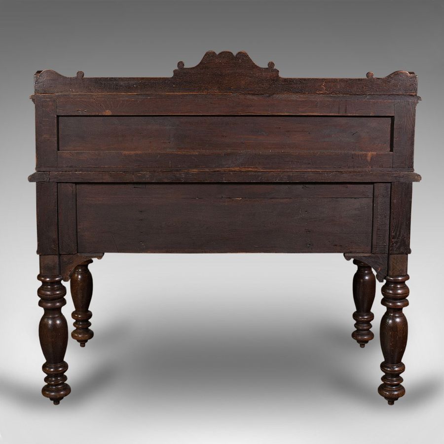 Antique Antique Carved Correspondence Desk, Scottish Oak, Writing Table, Early Victorian