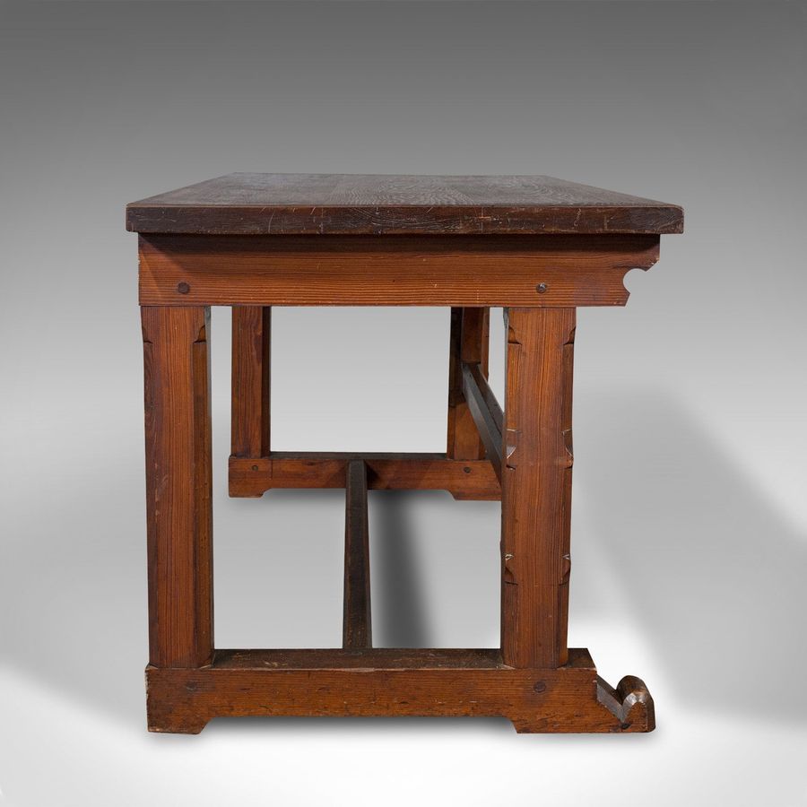 Antique Antique Serving Table, English, Pitch Pine, Pugin, Ecclesiastical, Victorian