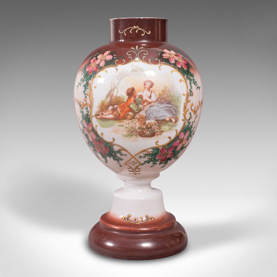Antique Antique Decorative Flower Vase, Continental, Milk Glass, Baluster Urn, Victorian