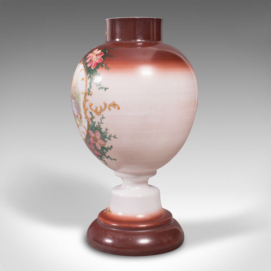 Antique Antique Decorative Flower Vase, Continental, Milk Glass, Baluster Urn, Victorian
