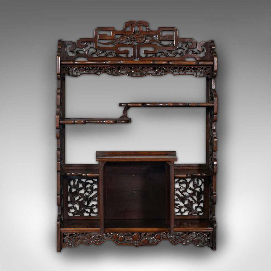 Antique Antique Decorative Whatnot, Chinese, Hanging Wall Shelf, Victorian, Circa 1900