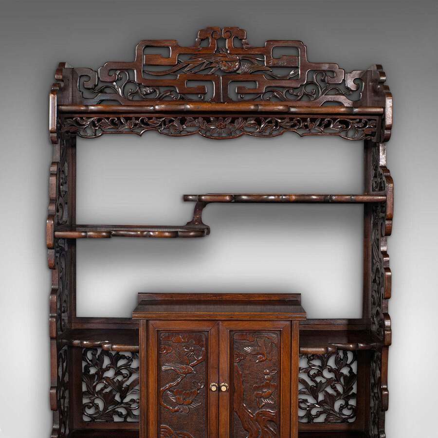 Antique Antique Decorative Whatnot, Chinese, Hanging Wall Shelf, Victorian, Circa 1900