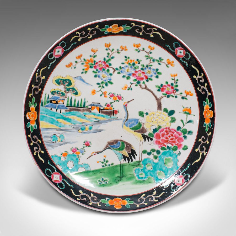 Antique Antique Oriental Fruit Plate, Japanese, Ceramic, Charger, Dish, Victorian, 1900