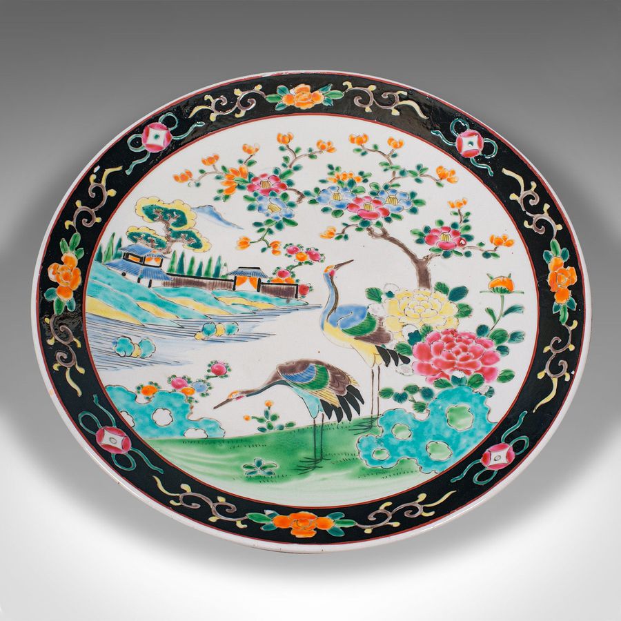 Antique Antique Oriental Fruit Plate, Japanese, Ceramic, Charger, Dish, Victorian, 1900