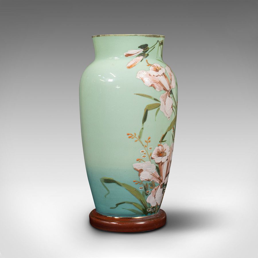 Antique Pair Of Antique Decorative Vases, Continental, Opaque Glass, Victorian, C.1900
