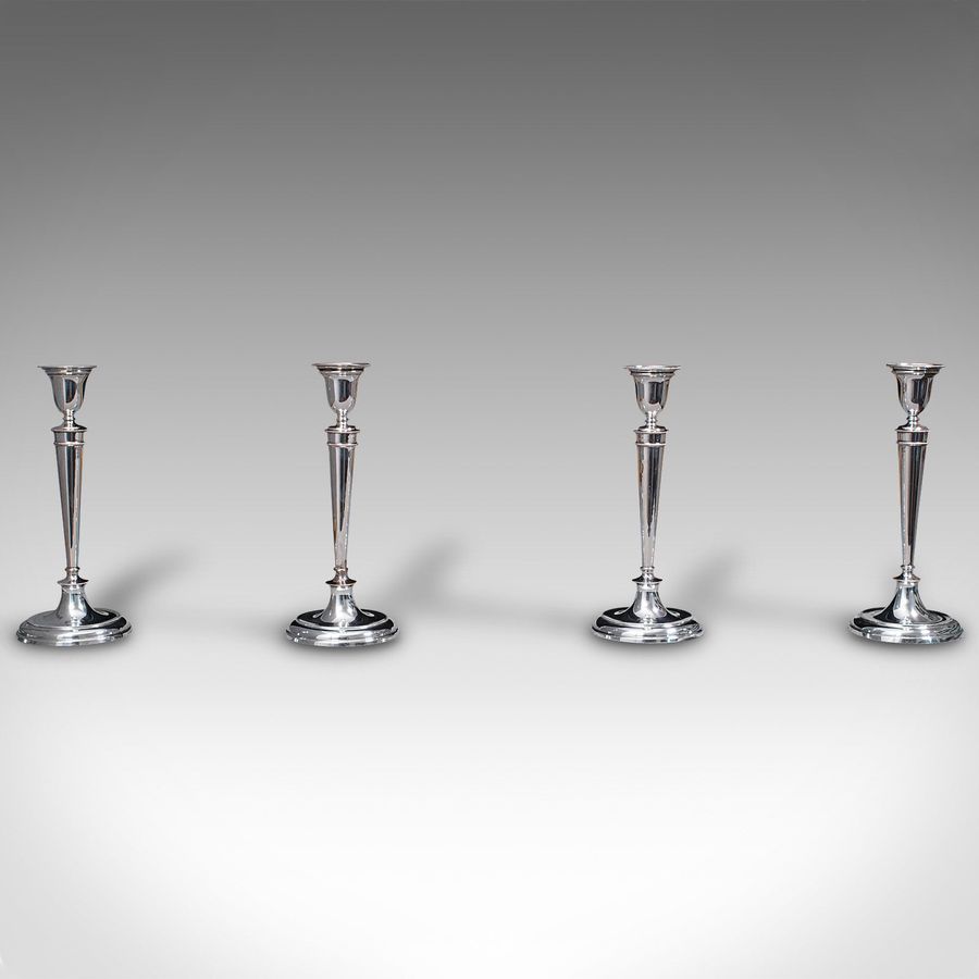 Antique Set of 4 Antique Candlesticks, English, Silver Plate, Candle Sconce, Victorian