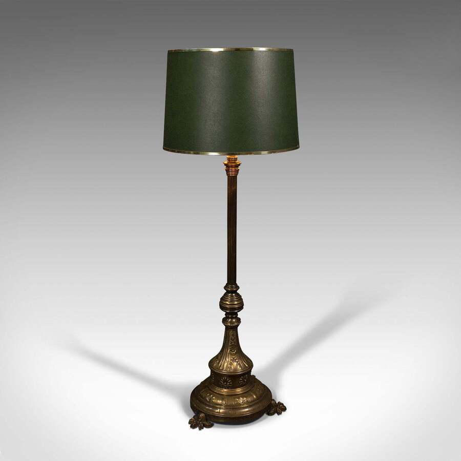 Antique Antique Drawing Room Lamp, English, Brass, Adjustable, Standard, Victorian, 1900