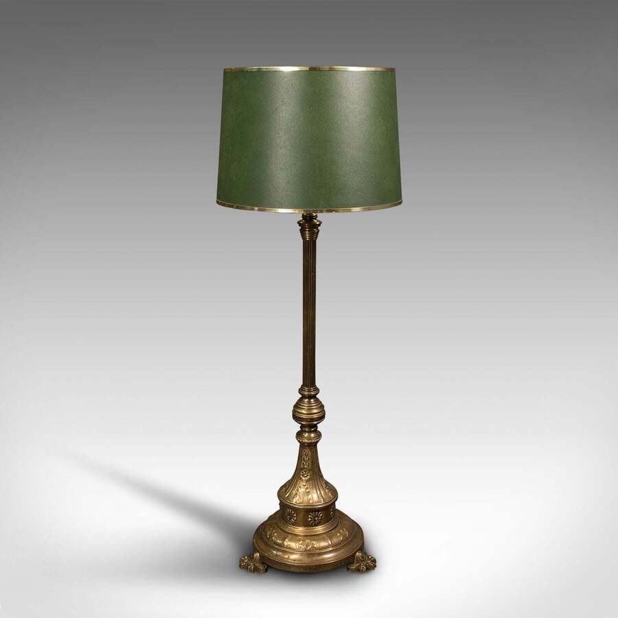 Antique Antique Drawing Room Lamp, English, Brass, Adjustable, Standard, Victorian, 1900