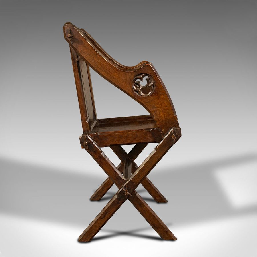 Antique Antique Glastonbury Chair, English, Pitch Pine Armchair, Gothic Taste, Victorian