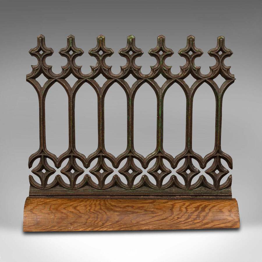 Antique Antique Architectural Gothic Cast Iron Panel on Stand, English, Victorian, 1880