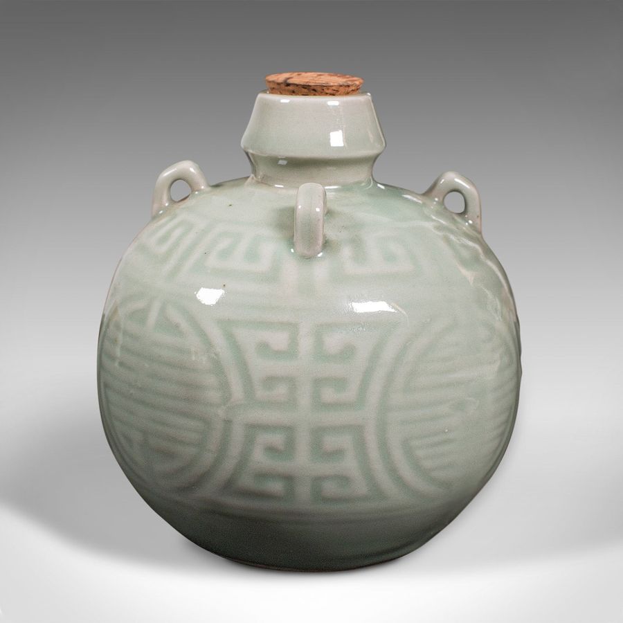 Antique Antique Spirit Pot, Chinese, Celadon Ceramic, Gourd, Pouring Jug, Victorian