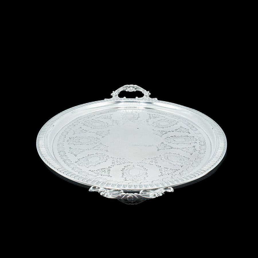 Antique Antique Oval Decorative Serving Tray, English, Silver Plate, Afternoon Tea, 1910