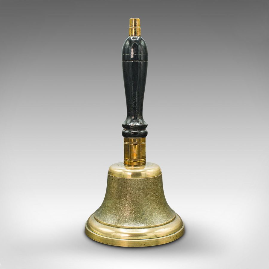 Antique Antique Town Clerk's Hand Bell, English, Brass, School Yard Ringer, Edwardian