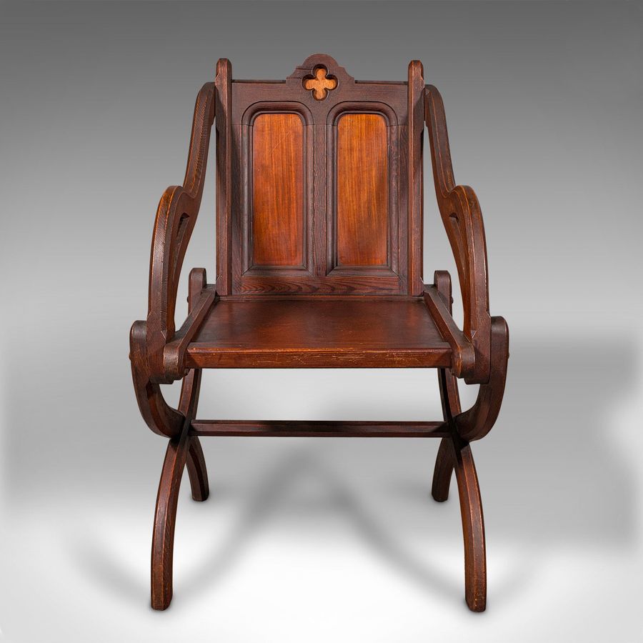 Antique Pair Of Antique Glastonbury Chairs, English, Decorative Armchair, Gothic Revival