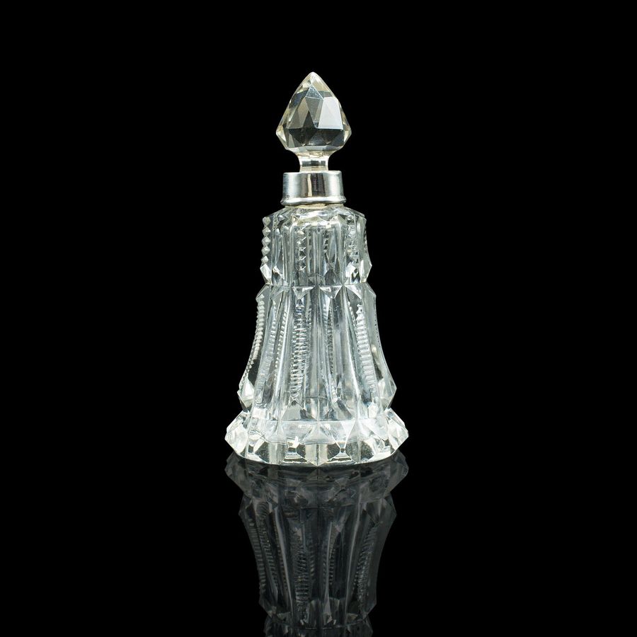 Antique Antique Tipple Decanter, English, Glass, Silver, Small Spirit Vessel, Hallmarked