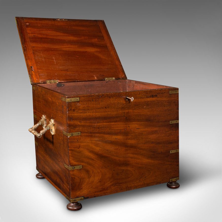 Antique Antique Campaign Cellarette, English, Colonial, Storage Box, Victorian, C.1850