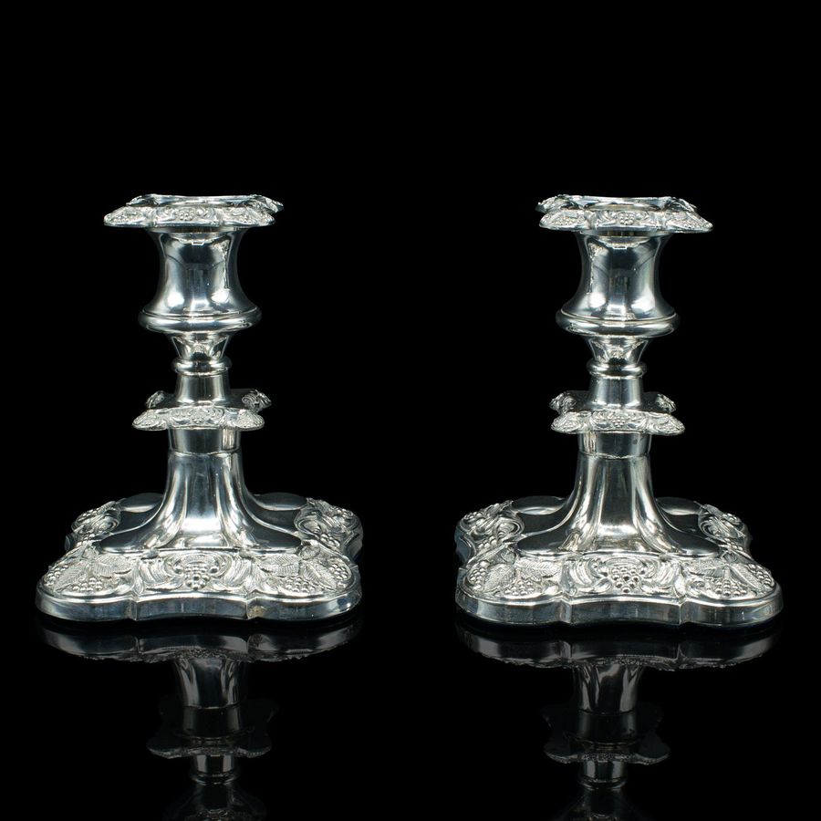 Antique Pair Of Antique Candlesticks, Silver Plate, Decorative, Candle Holder, Victorian