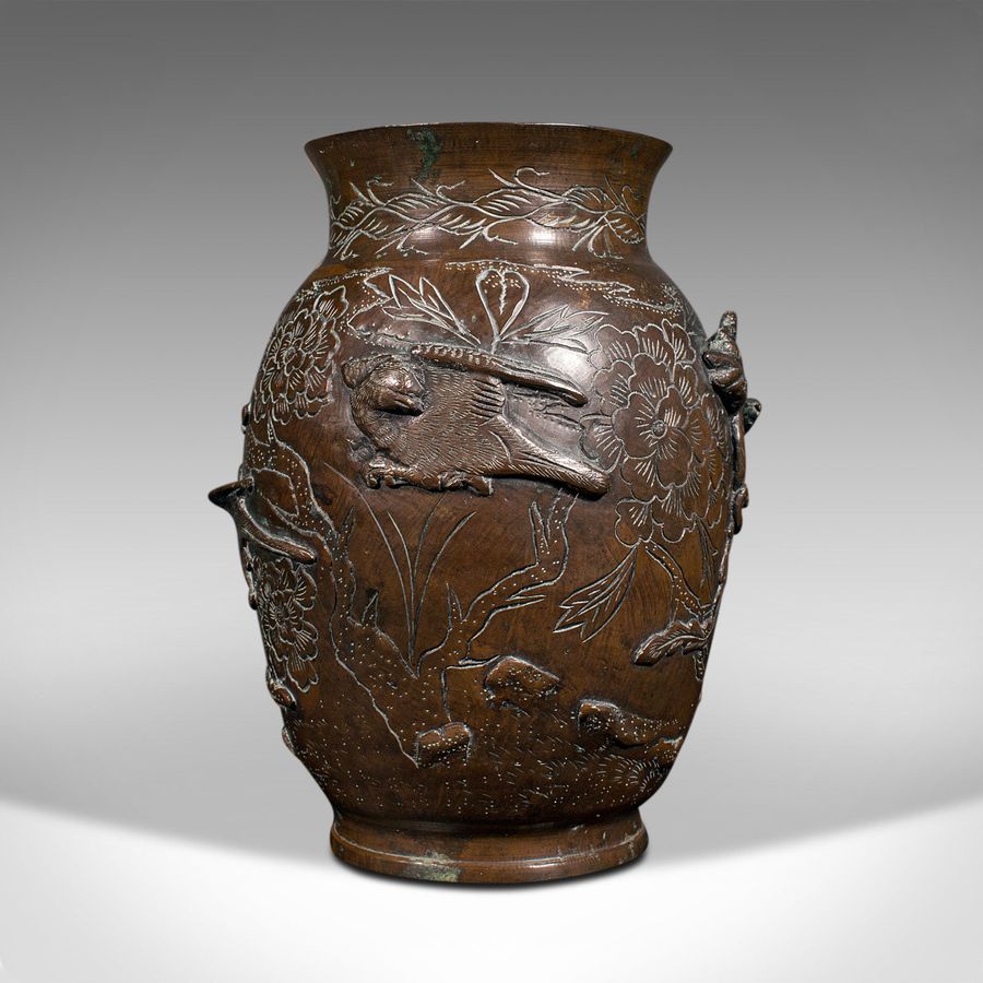 Antique Antique Decorative Posy Vase, Japanese, Bronze, Meiji Period, Urn, Victorian