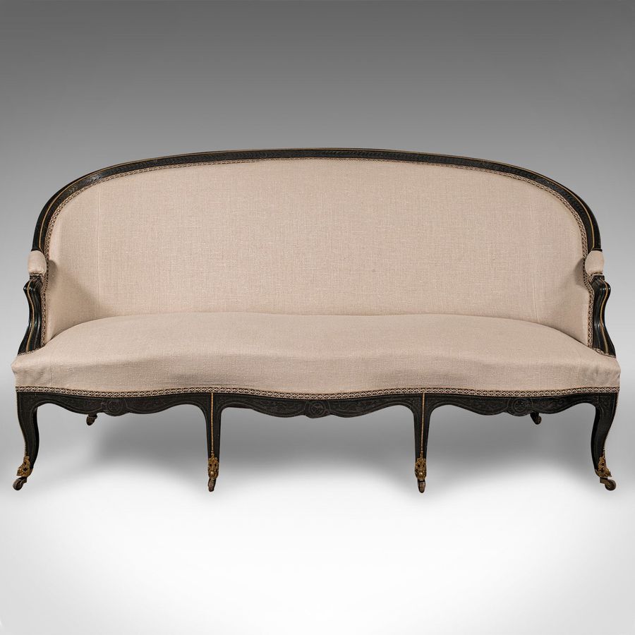 Antique Antique Canape Sofa, Continental, Wing Settee, 3 Seat, Louis XV, Victorian, 1870