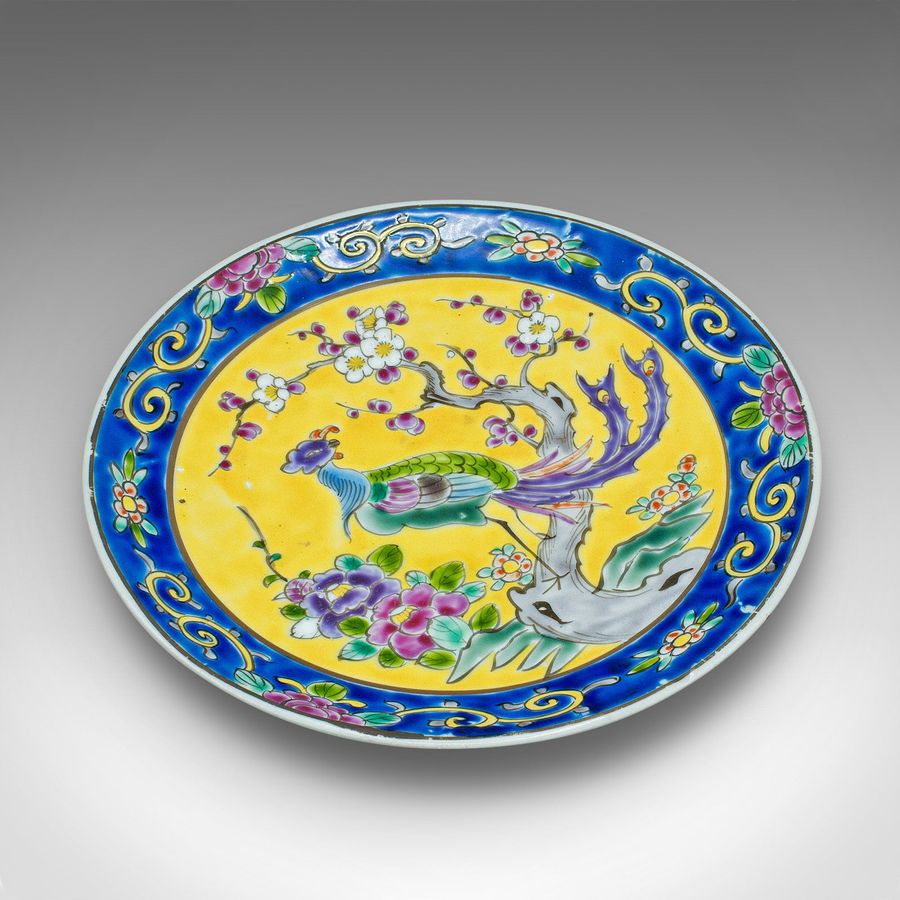 Antique Decorative Plate, Chinese, Display Plate, Famille Jaune, Victorian, Qing