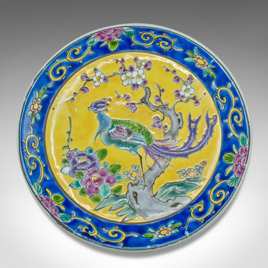 Antique Antique Decorative Plate, Chinese, Display Plate, Famille Jaune, Victorian, Qing