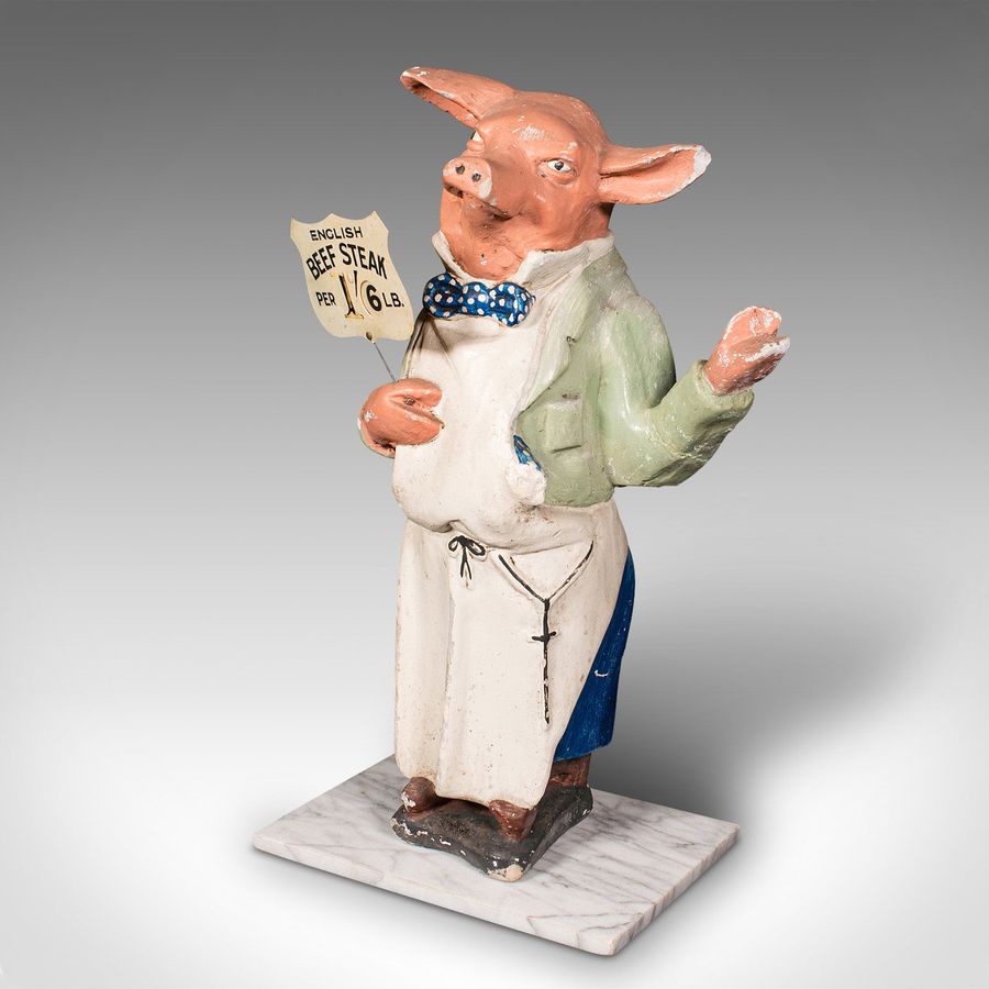 Antique Antique Butcher's Shop Display Figure, English, Advertising, Pig, Edwardian