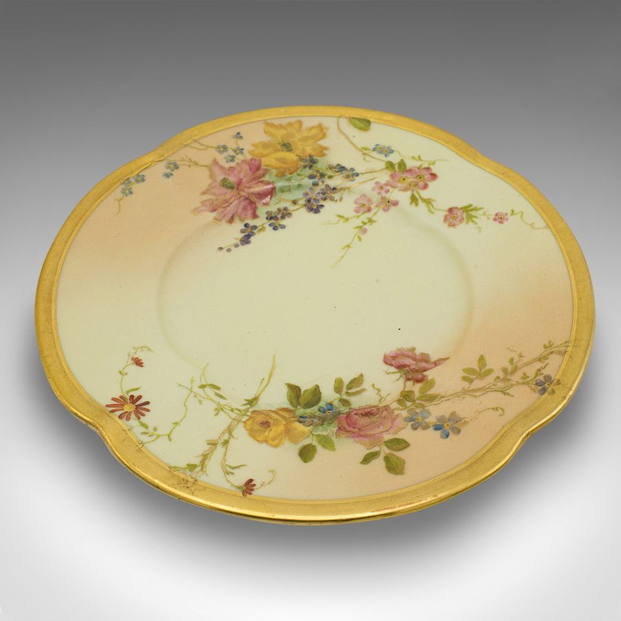 Antique Pair Of Antique Side Plates, English, Ceramic, Decorative, Saucer, Victorian