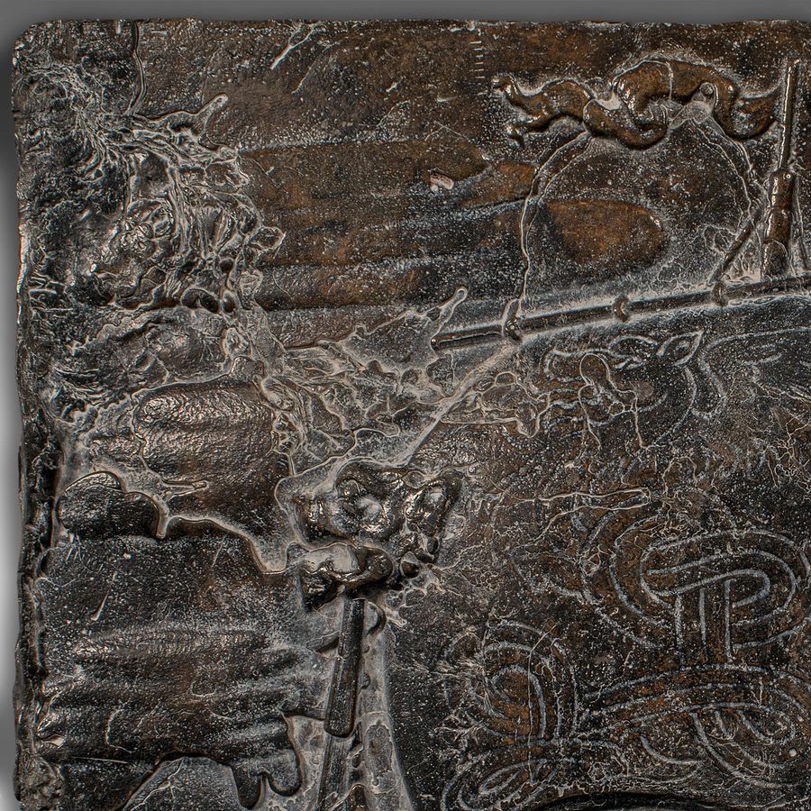 Antique Antique Decorative Lead Plaque, Scandinavian, Viking, Arts and Crafts, Victorian