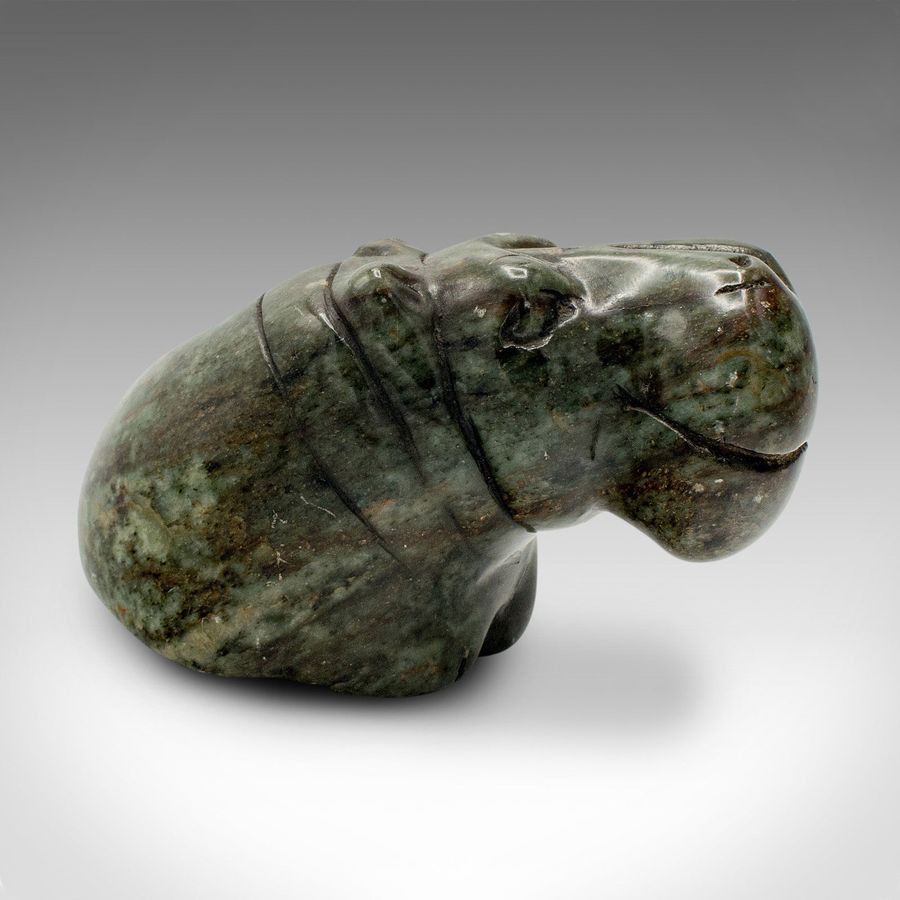 Antique Small Antique Hippopotamus Figure, African, Soapstone, Hand Carved, Victorian
