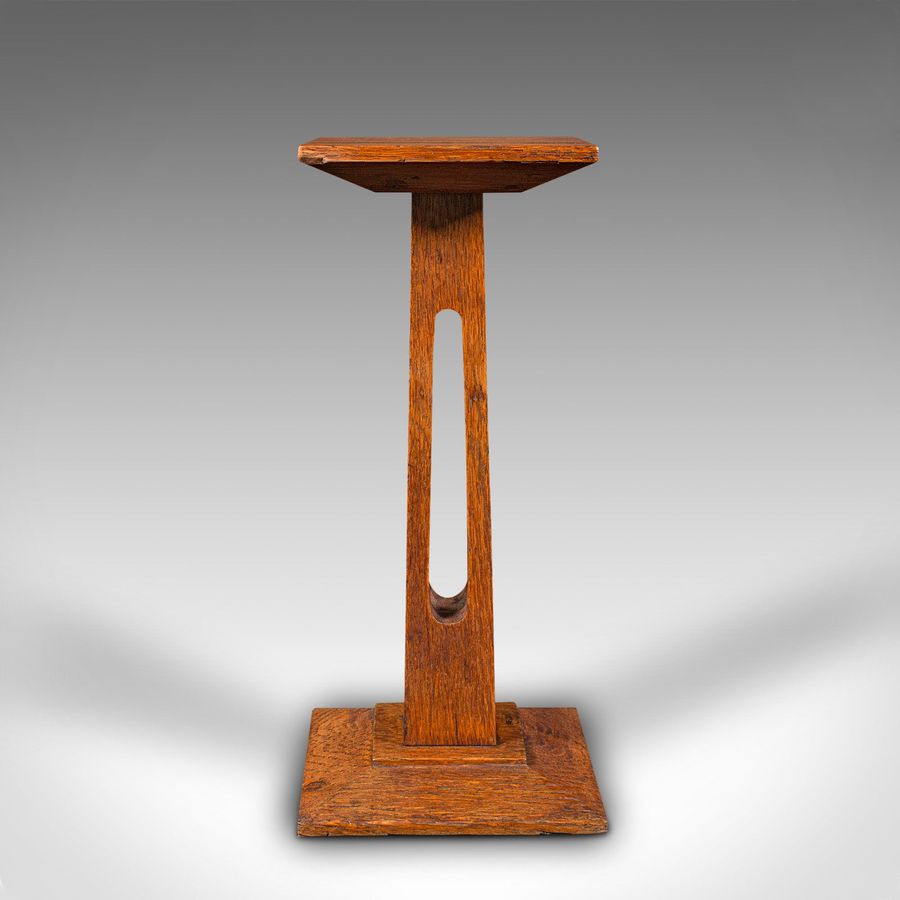 Antique Small Antique Display Pedestal, English, Oak, Jardiniere, Bust Stand, Victorian