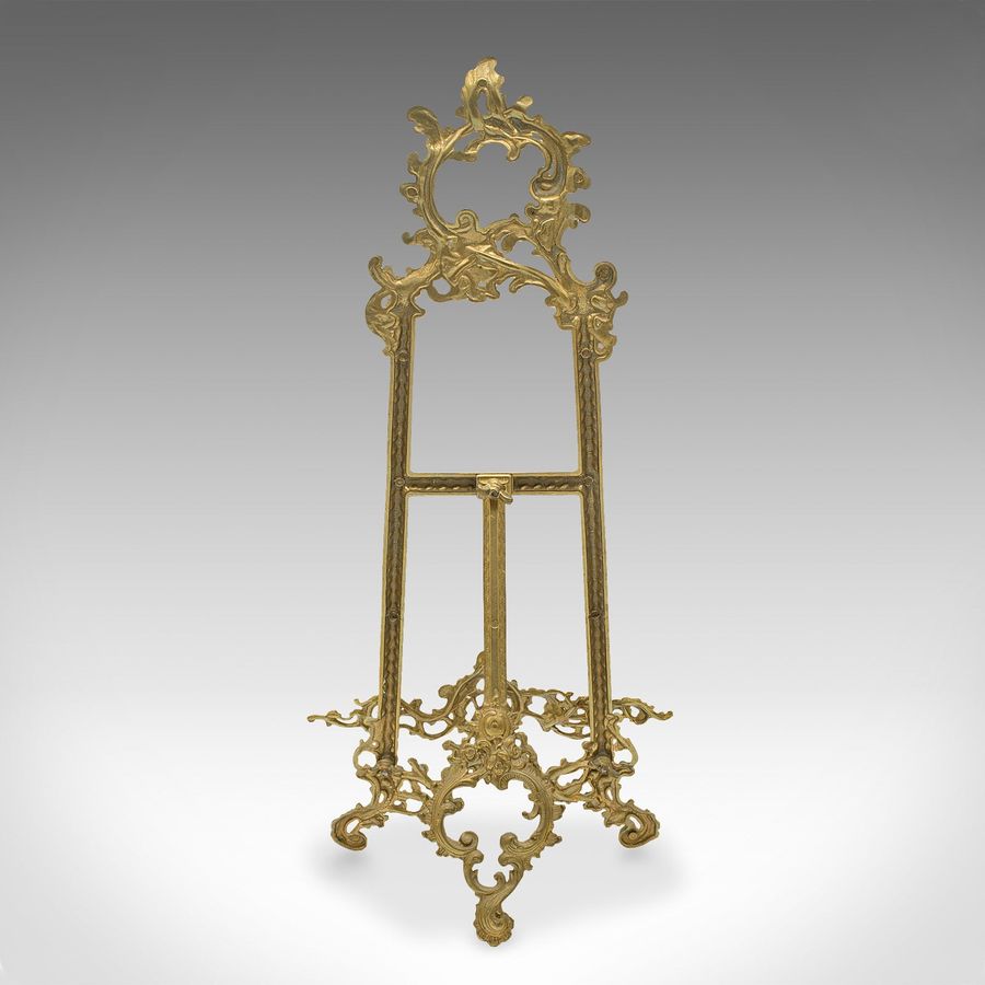 Antique Antique Decorative Picture Stand, English, Brass, Book Rest, Easel, Art Nouveau