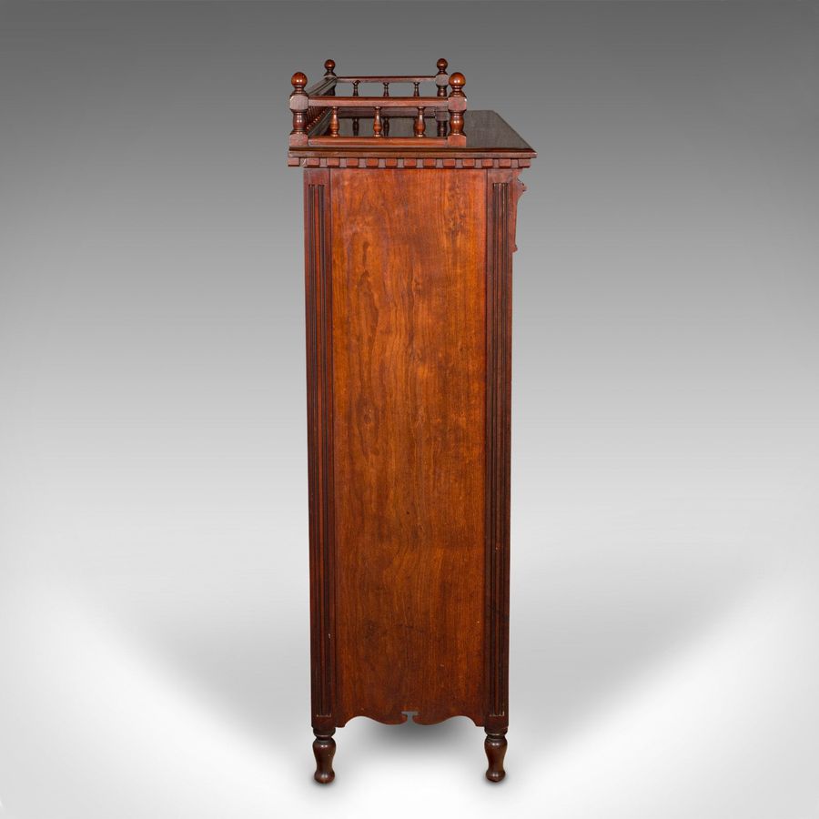 Antique Antique Mirrored Duet Cabinet, English, Walnut, Bookcase, Cupboard, Victorian