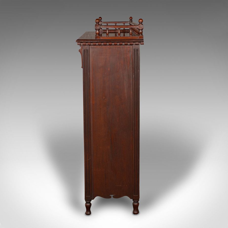 Antique Antique Mirrored Duet Cabinet, English, Walnut, Bookcase, Cupboard, Victorian