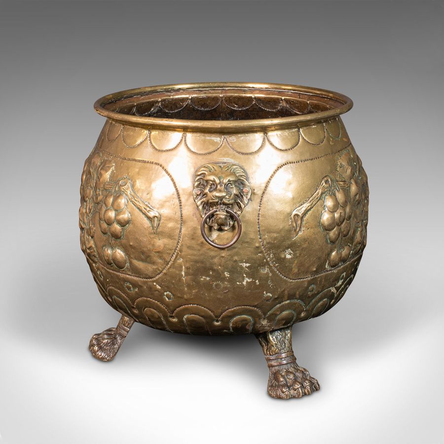 Antique Antique Decorative Fireside Bin, English, Brass, Fire Bucket, Georgian, C.1800