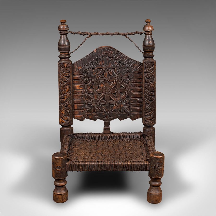 Antique Near Pair Of Antique Carved Temple Chairs, Burmese, Decor, Colonial, Victorian