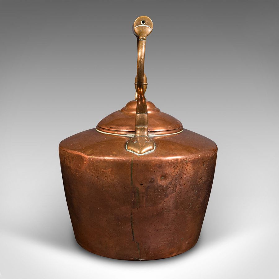 Antique Antique Fireside Kettle, English Copper, Decorative, Fireplace Teapot, Victorian