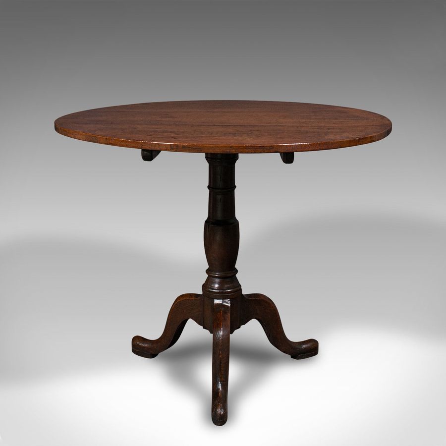 Antique Antique Tilt Top Occasional Table, English, Oak, Side, Lamp, Georgian, C.1780