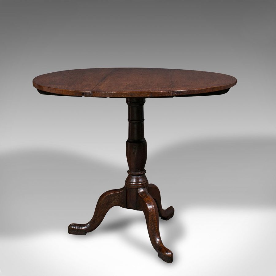 Antique Antique Tilt Top Occasional Table, English, Oak, Side, Lamp, Georgian, C.1780