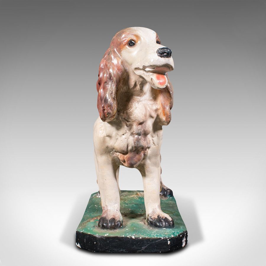 Antique Large Antique Cocker Spaniel Figure, English, Plaster, Dog Statue, Edwardian