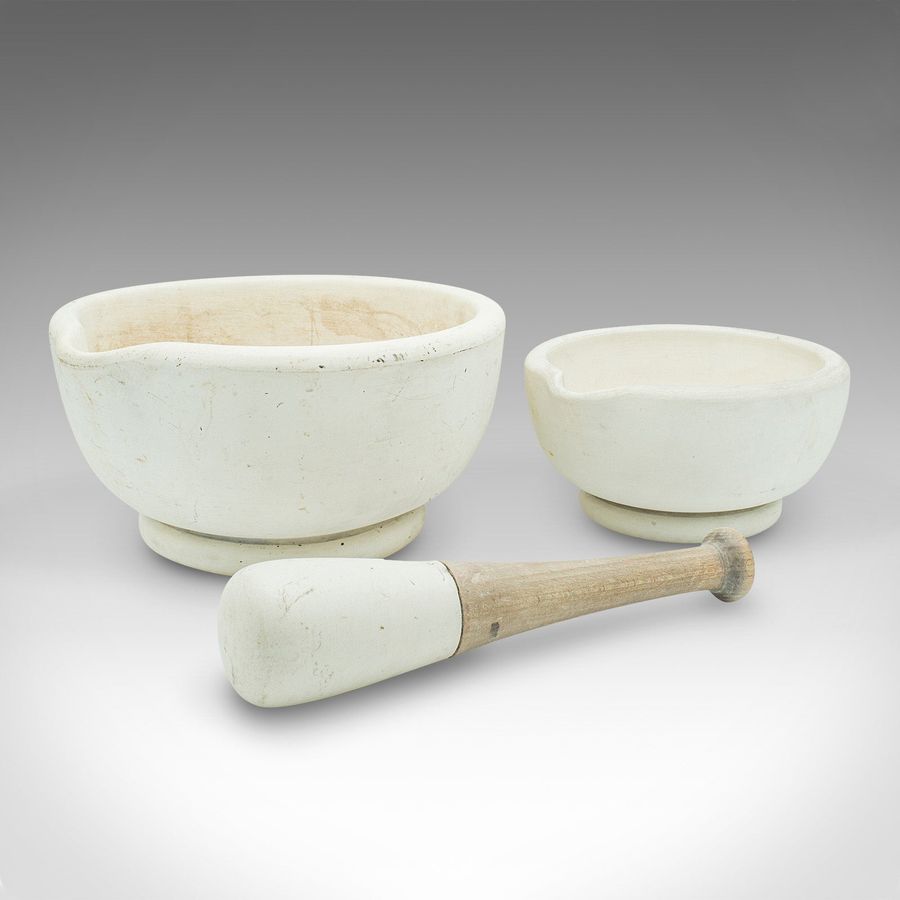 Antique Antique Mortar And Pestle Duo, English, Ceramic, Kitchen, Apothecary, Victorian