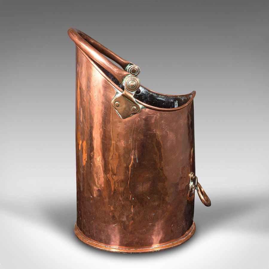 Antique Large Antique Country House Coal Bin, English Copper, Fireside Keeper, Victorian