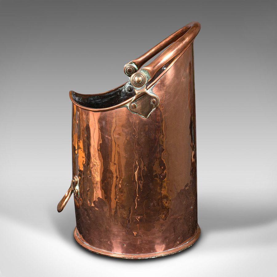 Antique Large Antique Country House Coal Bin, English Copper, Fireside Keeper, Victorian