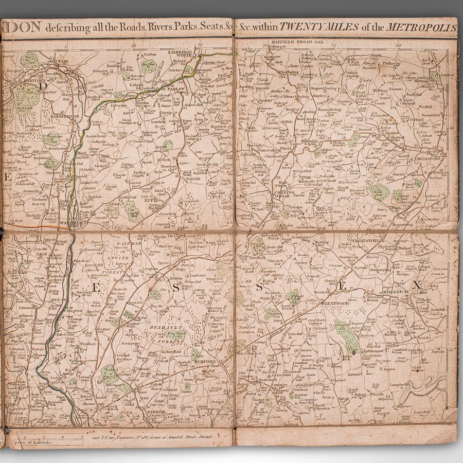 Antique Antique Folding London Map, English, Cartography, Historic, Georgian, Dated 1783
