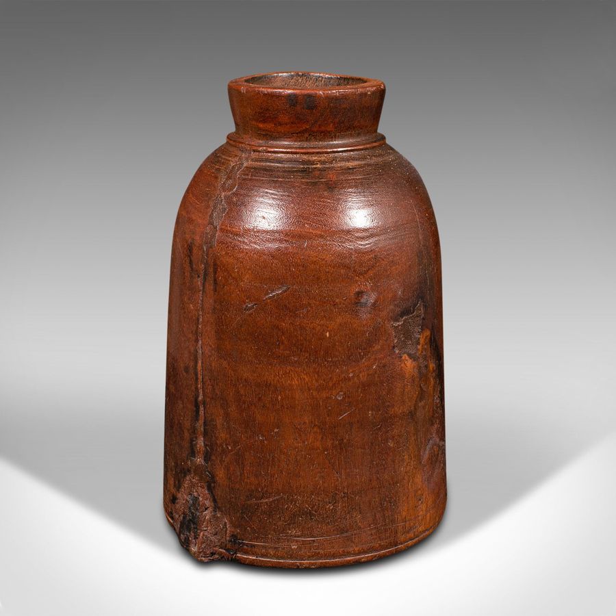 Antique Trio Of Antique Tribal Vases, Indian, Hardwood, Accent Jar, Rustic, Victorian