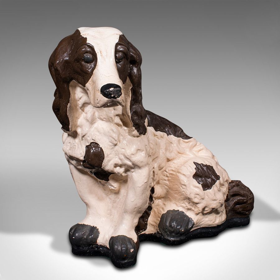 Antique Cocker Spaniel Statue, English, Plasterwork, Dog Figure, Victorian, 1900