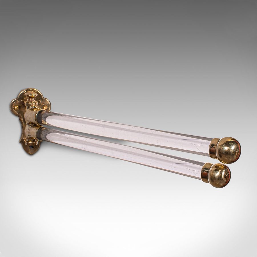 Antique Antique Mounted Towel Rail, English, Brass, Glass, Scarf Rack, Victorian, C.1850