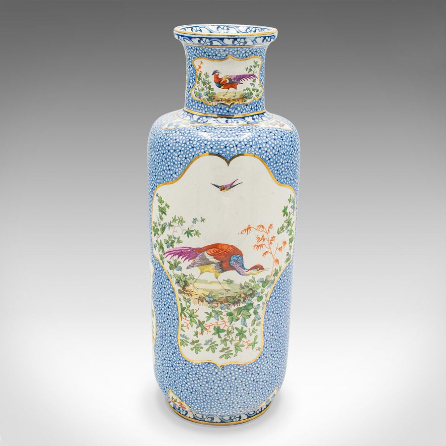 Antique Pair Of Antique Decorative Stem Vases, English, Ceramic Flower Sleeve, Edwardian