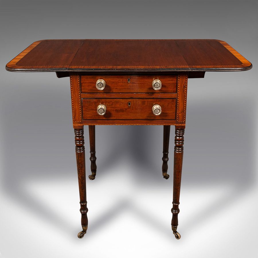 Antique Antique Drawing Room Pembroke Table, English, Drop Leaf, Side, Lamp, Regency